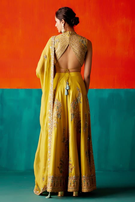 Aman Takyar Embroidered Sharara Set With High Neck Blouse 