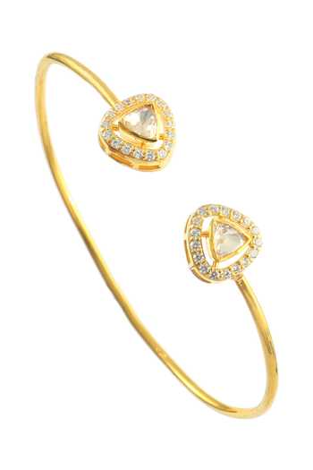 Buy Gold Plated Diamonds, Stones Studded Triangular Pattern Bangle by ...