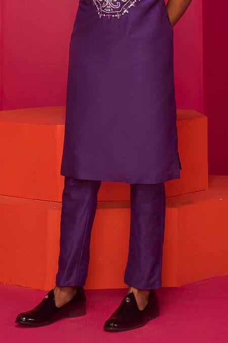 Krisha Sunny Ramani Purple Crepe Embroidered Sequin Cutdana Kurta Set Online at Aza Fashions Krisha Sunny Ramani_Purple Crepe Embroidered Sequin Cutdana Kurta Set _Online_at_Aza_Fashions