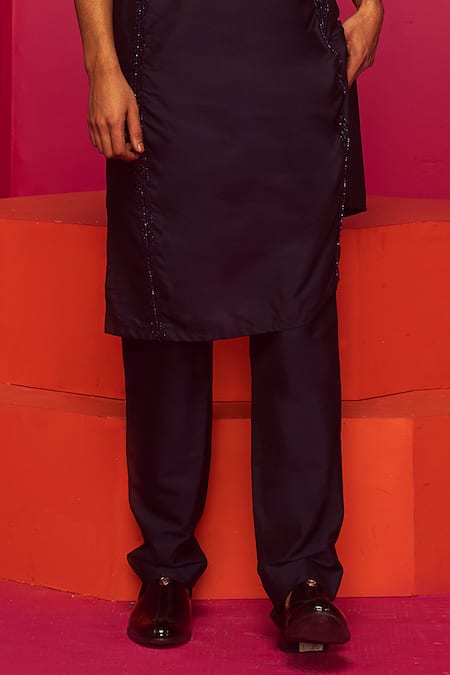 Buy Krisha Sunny Ramani Blue Crepe Embroidered Bead Sequin Placement Kurta Set Online at Aza Fashions Buy_Krisha Sunny Ramani_Blue Crepe Embroidered Bead Sequin Placement Kurta Set _Online_at_Aza_Fashions