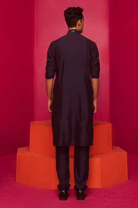 Shop Krisha Sunny Ramani Blue Crepe Embroidered Bead Sequin Placement Kurta Set at Aza Fashions Shop_Krisha Sunny Ramani_Blue Crepe Embroidered Bead Sequin Placement Kurta Set _at_Aza_Fashions