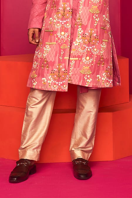 Buy Krisha Sunny Ramani Pink Chanderi, Cotton Embroidery, Chains Print Bundi And Kurta Set Online at Aza Fashions Buy_Krisha Sunny Ramani_Pink Chanderi, Cotton Embroidery, Chains Print Bundi And Kurta Set _Online_at_Aza_Fashions
