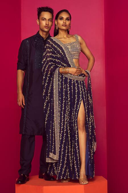 Buy Krisha Sunny Ramani Blue Georgette Sequins, Cut Work, Beads, Embroidery Square Neck Blouse Skirt Set Online at Aza Fashions Buy_Krisha Sunny Ramani_Blue Georgette Sequins, Cut Work, Beads, Embroidery Square Neck Blouse Skirt Set _Online_at_Aza_Fashions