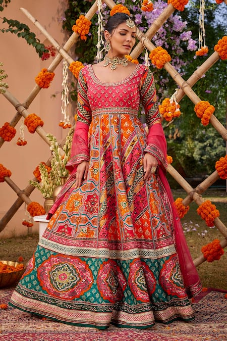 Kalista Adhaya Printed Panelled Anarkali With Dupatta 