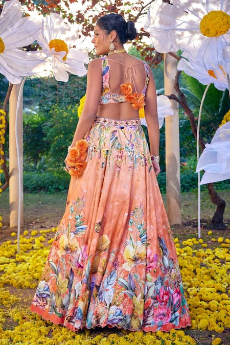 Kalista Shirin Floral Garden Print Lehenga Set 