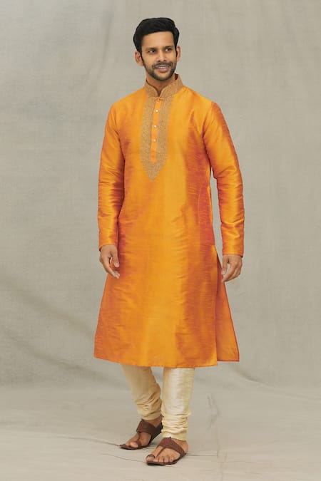 Arihant Rai Sinha Zari Embroidered Placket Kurta With Churidar 