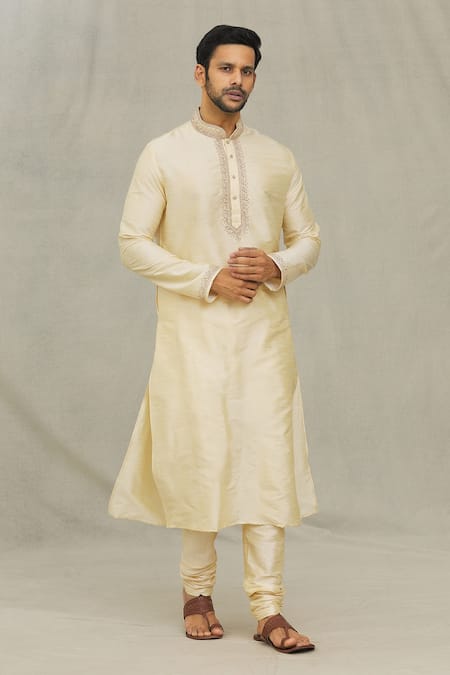 Arihant Rai Sinha Straight Embroidered Placket Kurta With Churidar 