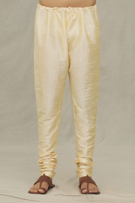 Arihant Rai Sinha_Beige , Chanderi Embroidery Straight Placket Kurta With Churidar _at_Aza_Fashions