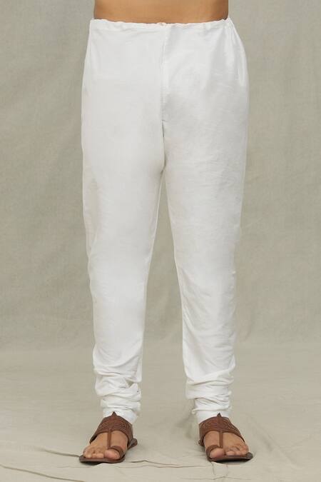 Arihant Rai Sinha_Orange Silk, Chanderi Collared Plain Straight Kurta With Churidar_at_Aza_Fashions