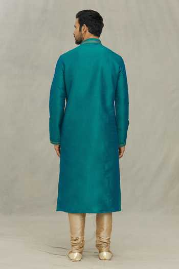 Arihant Rai Sinha Floral Embroidered Placket Kurta With Churidar 