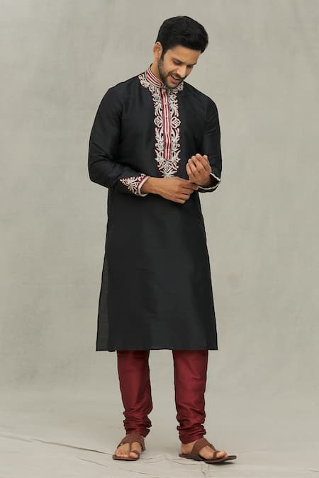 Arihant Rai Sinha Floral Embroidered Kurta With Churidar 