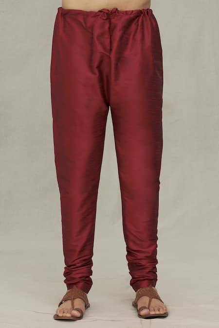 Arihant Rai Sinha Beige Silk, Denim Embroidery Leaf Pattern Kurta With Churidar at Aza Fashions Arihant Rai Sinha_Beige Silk, Denim Embroidery Leaf Pattern Kurta With Churidar_at_Aza_Fashions