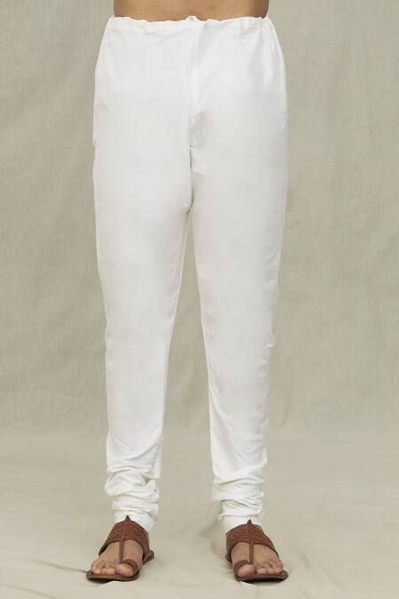 Arihant Rai Sinha_Blue Silk, Chanderi Solid Kurta With Churidar_at_Aza_Fashions