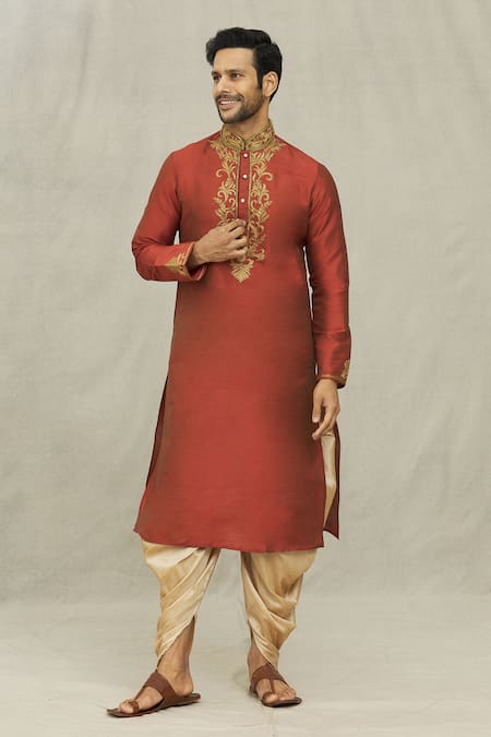 Arihant Rai Sinha Floral Jaal Threadwork Kurta With Dhoti Pant 