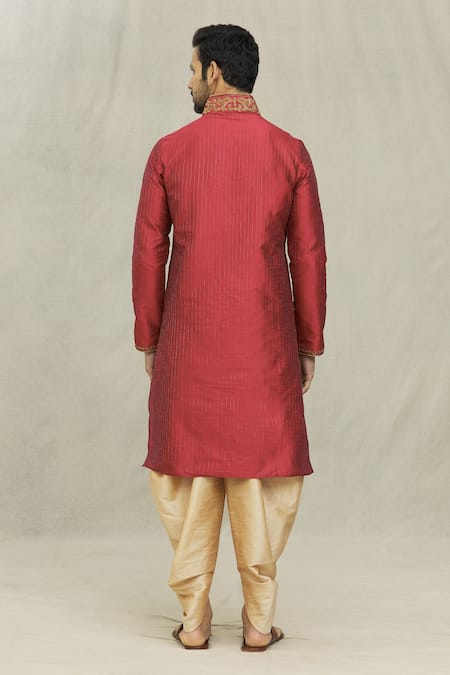 Arihant Rai Sinha Floral Embroidered Placket Kurta & Dhoti Pant Set 