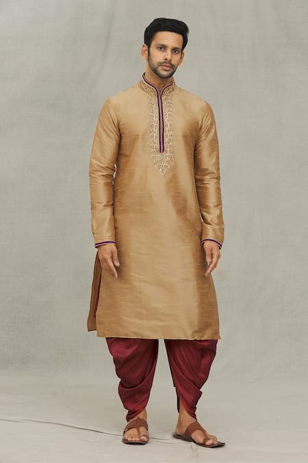 Arihant Rai Sinha Paisley Embroidered Placket Kurta & Dhoti Pant Set 