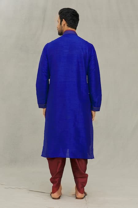 Shop Arihant Rai Sinha Blue Silk Embroidery Thread Kurta And Dhoti Pant Set at Aza Fashions Shop_Arihant Rai Sinha_Blue Silk Embroidery Thread Kurta And Dhoti Pant Set_at_Aza_Fashions