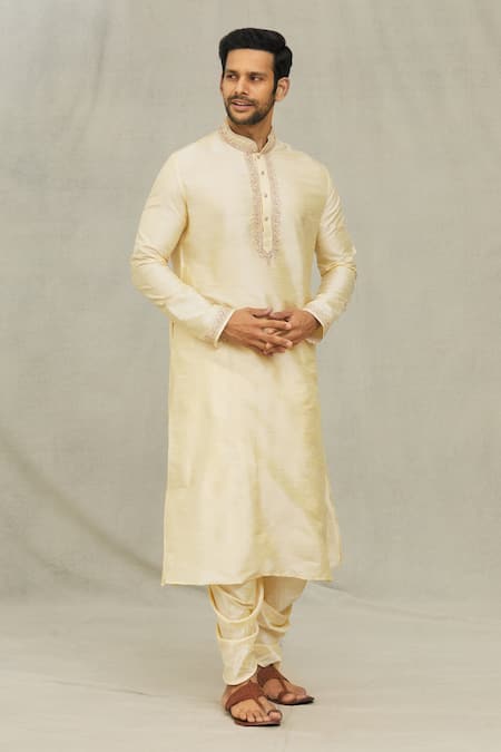 Arihant Rai Sinha Beige Kurta Art Silk Embroidered Dori Work Set
