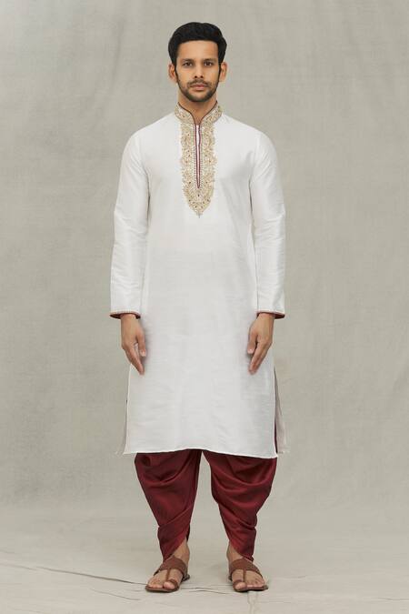Arihant Rai Sinha Off White Silk Embroidery Dori And Thread Kurta Set Online at Aza Fashions Arihant Rai Sinha_Off White Silk Embroidery Dori And Thread Kurta Set _Online_at_Aza_Fashions