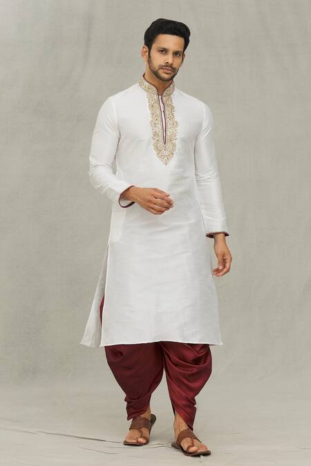 Buy Arihant Rai Sinha Off White Silk Embroidery Dori And Thread Kurta Set Online at Aza Fashions Buy_Arihant Rai Sinha_Off White Silk Embroidery Dori And Thread Kurta Set _Online_at_Aza_Fashions