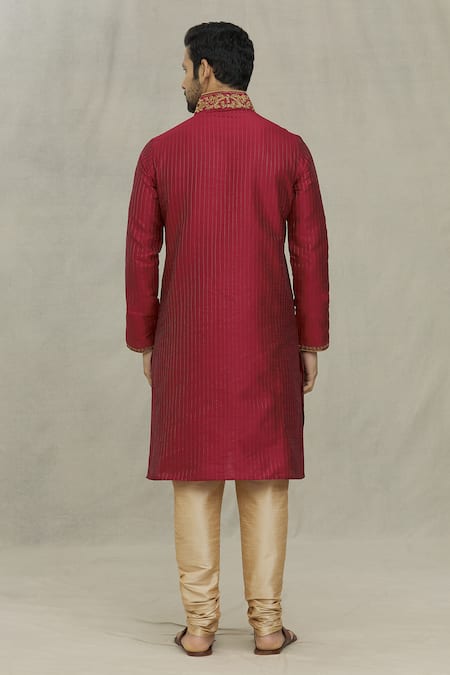 Shop Arihant Rai Sinha Maroon Silk Embroidered Dori Work Kurta Set at Aza Fashions Shop_Arihant Rai Sinha_Maroon Silk Embroidered Dori Work Kurta Set _at_Aza_Fashions