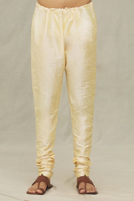 Arihant Rai Sinha Yellow Silk, Denim Embroidery Stripe Pattern Kurta Set at Aza Fashions Arihant Rai Sinha_Yellow Silk, Denim Embroidery Stripe Pattern Kurta Set _at_Aza_Fashions