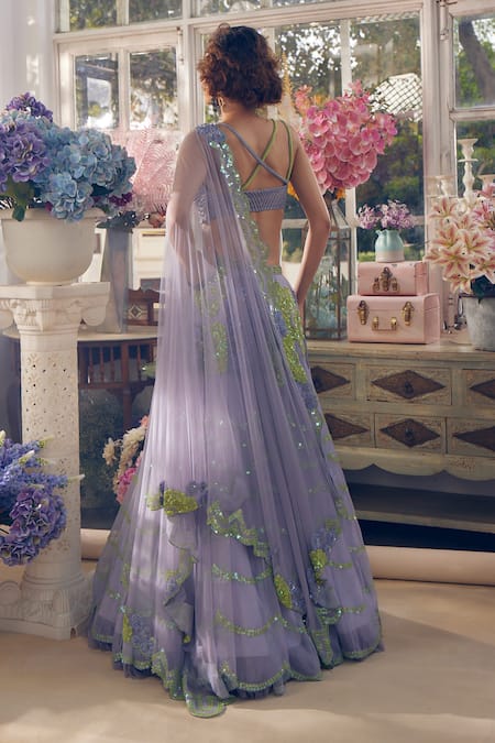 Tabeer India Celmiia Floral Blossom Embellished Lehenga Set 