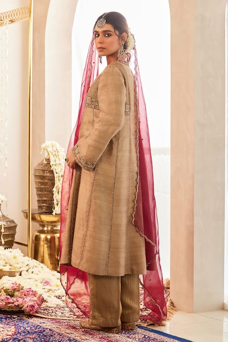 Tabeer India Neckline Embellished Anarkali Palazzo Set 