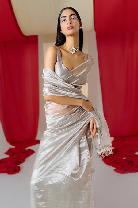 Ekaya Banaras Stripe Woven Saree 