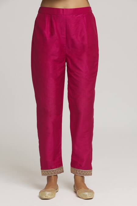 Kunwarani Ritu_Green Cotton, Chiffon Embroidery, Pearls, Zari, Sequins Zardozi Kurta Pant Set _Online_at_Aza_Fashions