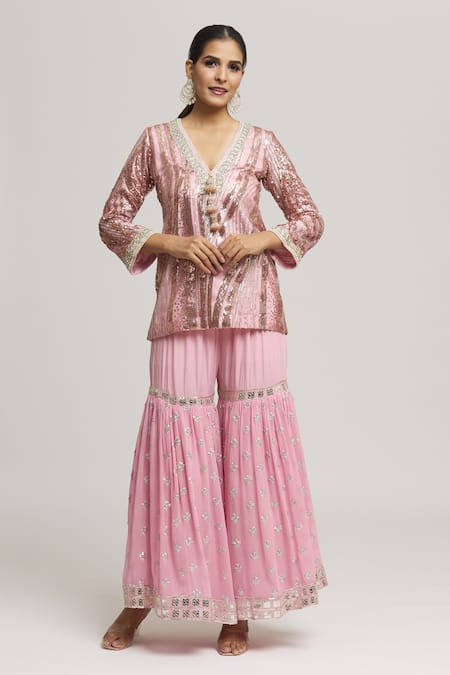 Kunwaraniritu Sequin Embellished Tunic With Sharara 