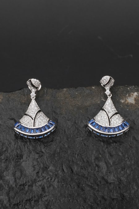 Sangeeta Boochra Silver Plated Crystals Saniya Stone Studded Drop Earrings