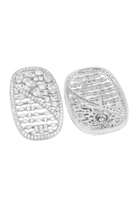 Sangeeta Boochra_Silver Plated Crystals Tasmin Stone Studded Earrings _Online_at_Aza_Fashions