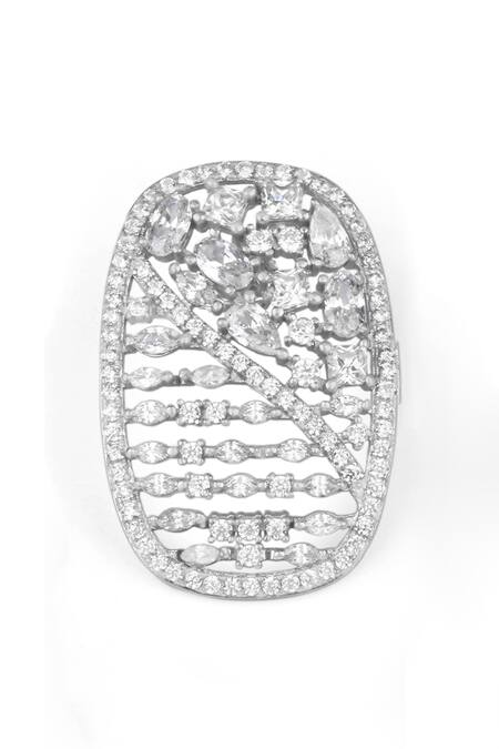 Buy_Sangeeta Boochra_Silver Plated Crystals Tasmin Stone Studded Earrings _Online_at_Aza_Fashions