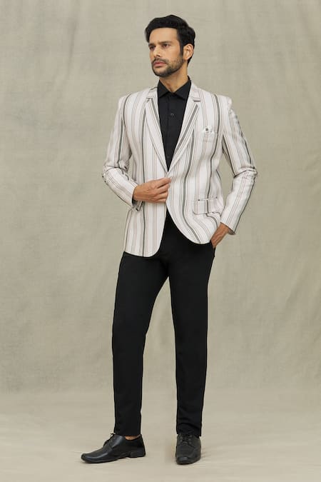 Aryavir Malhotra Stripe Woven Blazer 