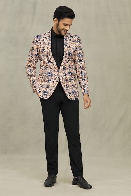 Aryavir Malhotra Cotton Floral Print Blazer 