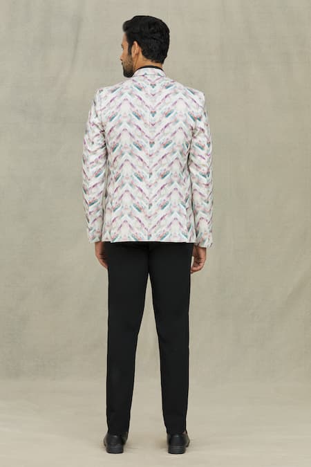 Arihant Rai Sinha Cotton Chevron Print Blazer 