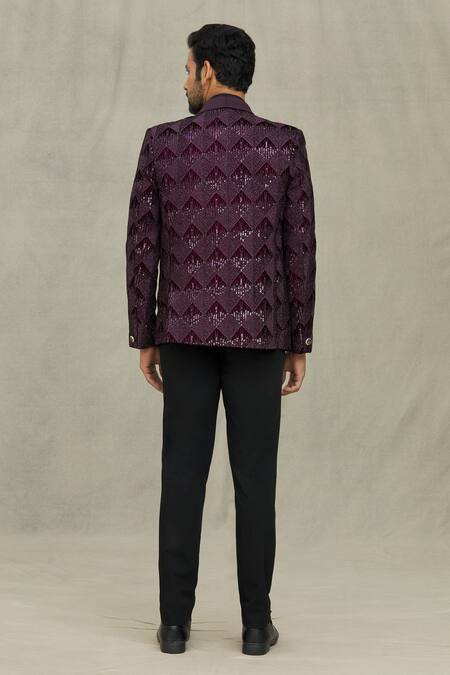 Arihant Rai Sinha Velvet Diamond Embroidered Blazer 