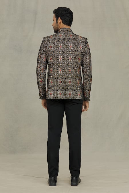 Shop Arihant Rai Sinha Black Velvet Sequins, Embroidery Paisley Bandhgala at Aza Fashions Shop_Arihant Rai Sinha_Black Velvet Sequins, Embroidery Paisley Bandhgala _at_Aza_Fashions