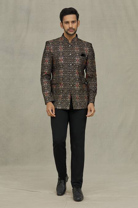 Buy Arihant Rai Sinha Black Velvet Sequins, Embroidery Paisley Bandhgala Online at Aza Fashions Buy_Arihant Rai Sinha_Black Velvet Sequins, Embroidery Paisley Bandhgala _Online_at_Aza_Fashions