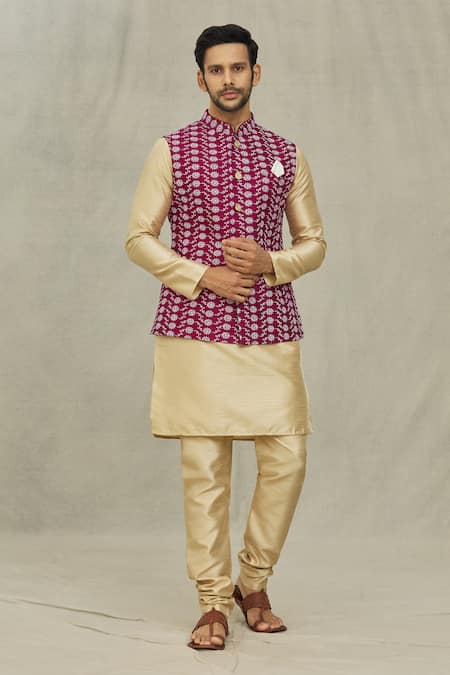 Arihant Rai Sinha Floral Embroidered Bundi & Kurta Set 
