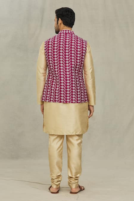 Arihant Rai Sinha Floral Embroidered Bundi & Kurta Set 