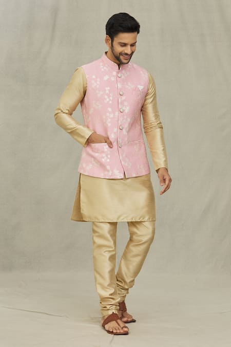 Aryavir Malhotra Floral Woven Bundi & Kurta Set 