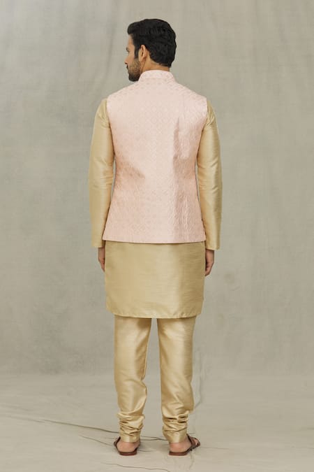 Arihant Rai Sinha Sequin Embroidered Pink Bundi & Kurta Set 