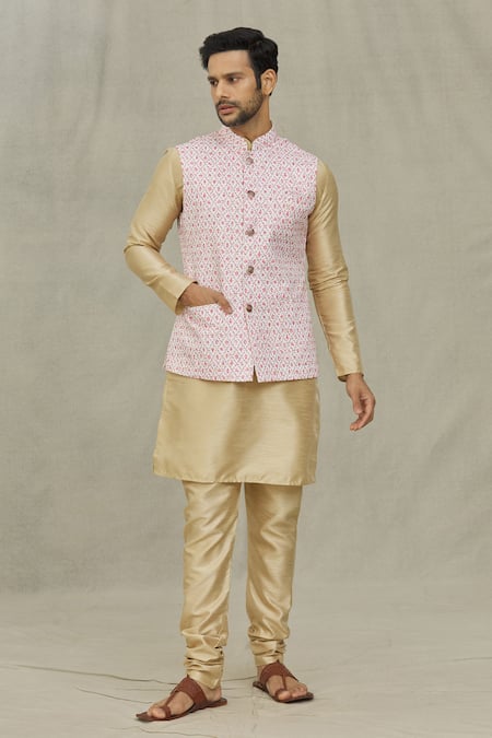 Aryavir Malhotra Cotton Checkered Print Bundi 