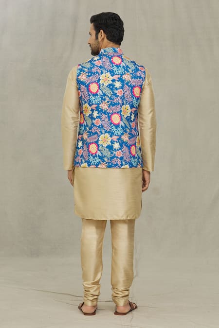 Arihant Rai Sinha Floral Print Blue Bundi 