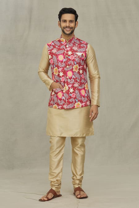 Aryavir Malhotra Cotton Bloom Print Bundi 