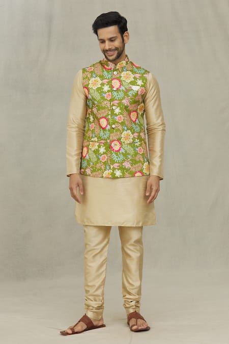 Arihant Rai Sinha Flower Print Cotton Bundi 