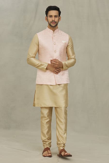 Aryavir Malhotra Hexagon Woven Bundi 