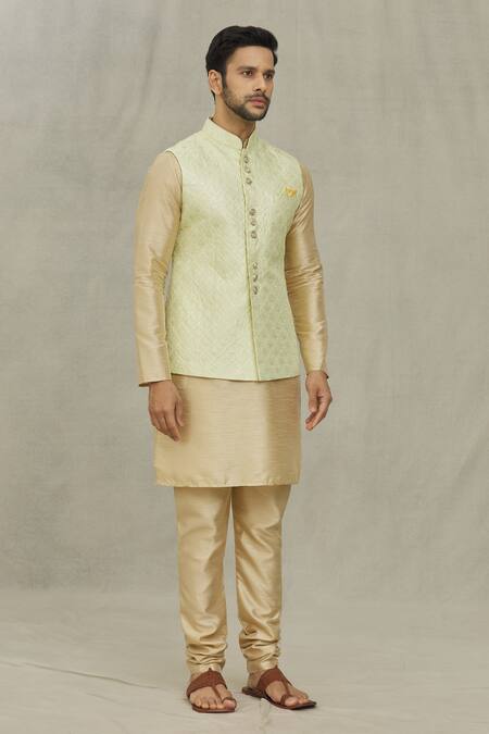 Arihant Rai Sinha Green Silk Sequins, Embroidery Diamond Bundi at Aza Fashions Arihant Rai Sinha_Green Silk Sequins, Embroidery Diamond Bundi _at_Aza_Fashions